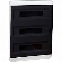 Распределительный шкаф OptiBox P 54 мод., IP41, встраиваемый, пластик, прозрачная черная дверь |  код. 117960 |  КЭАЗ